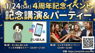 1/24(Sat) 4周年記念イベント　記念講演＆パーティー